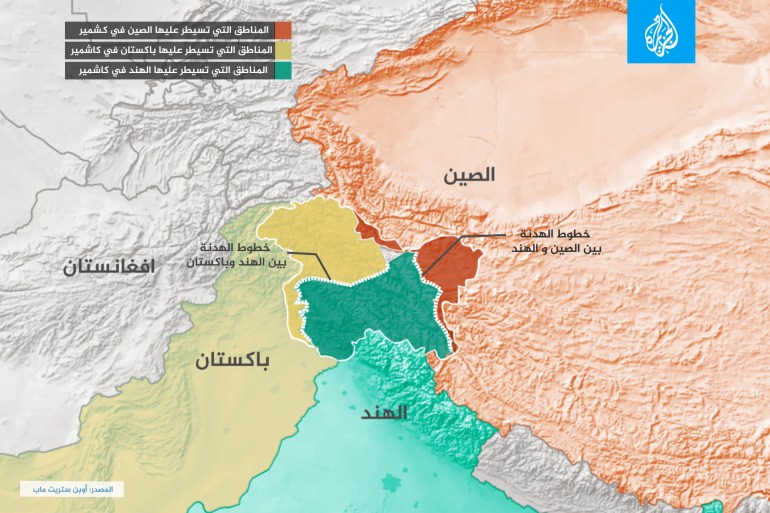 خارطة كشمير- الصين - الهند
