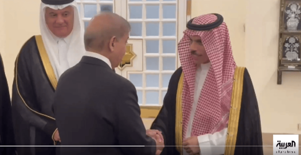 وزير الخارجية يلتقي رئيس وزراء باكستان شهباز شريف