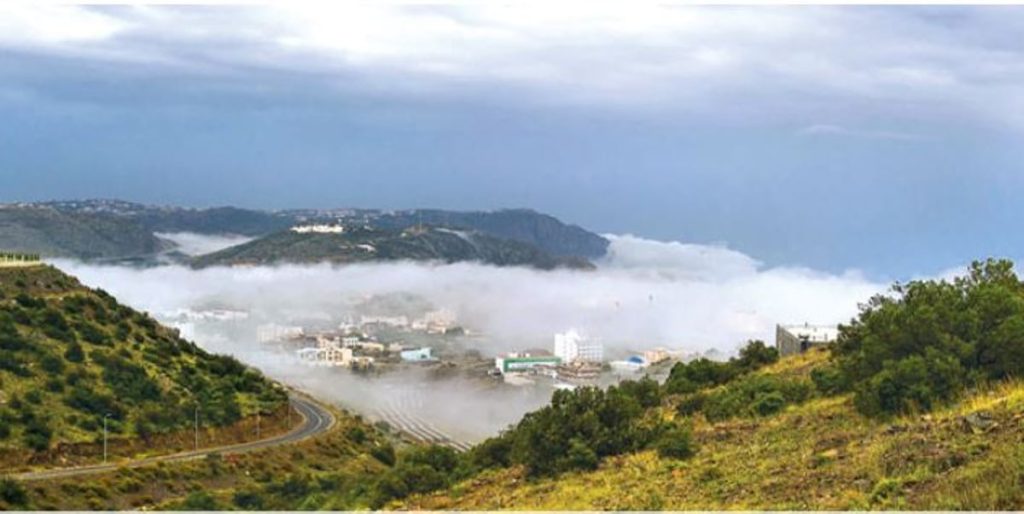 أجواء منطقة الباحة بين الضباب وزخات المطر المستمر