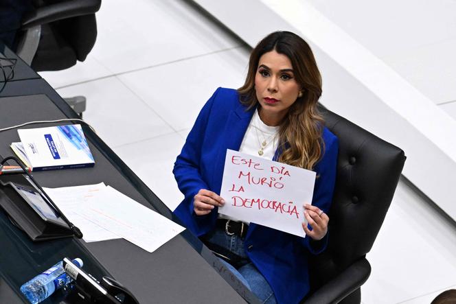 يحمل نائب حزب المعارضة ، التحالف الجمهوري القومي (Arena) ، Marcela Villatoro علامة على 