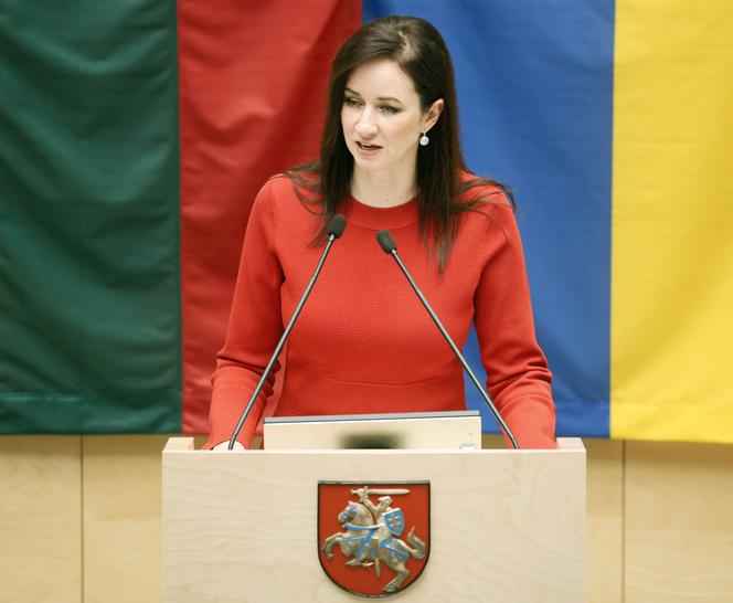 Inga Ruginiene خلال جلسة Seimas ، البرلمان الليتواني ، في فيلنيوس ، 26 أغسطس 2025.