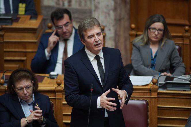 Michalis Chryssohoïdis ، خلال جلسة برلمانية ، في أثينا ، في 15 ديسمبر 2023.