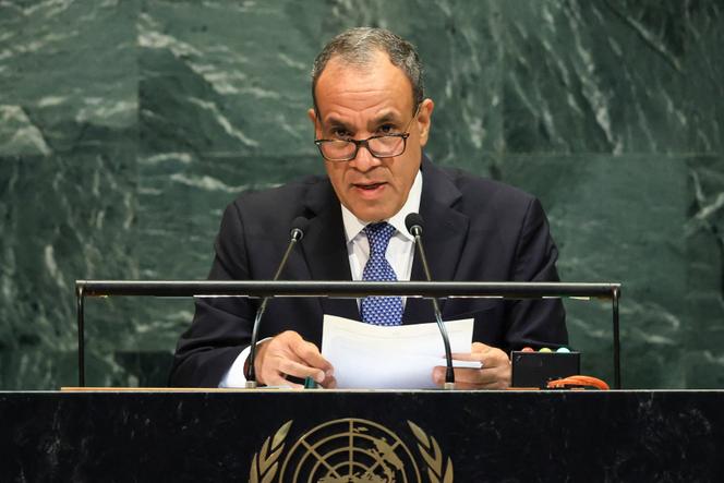 وزير الخارجية المصري ، بدر عبدتي ، في الجمعية العامة للأمم المتحدة ، في مقر المنظمة في نيويورك في 27 سبتمبر 2025.