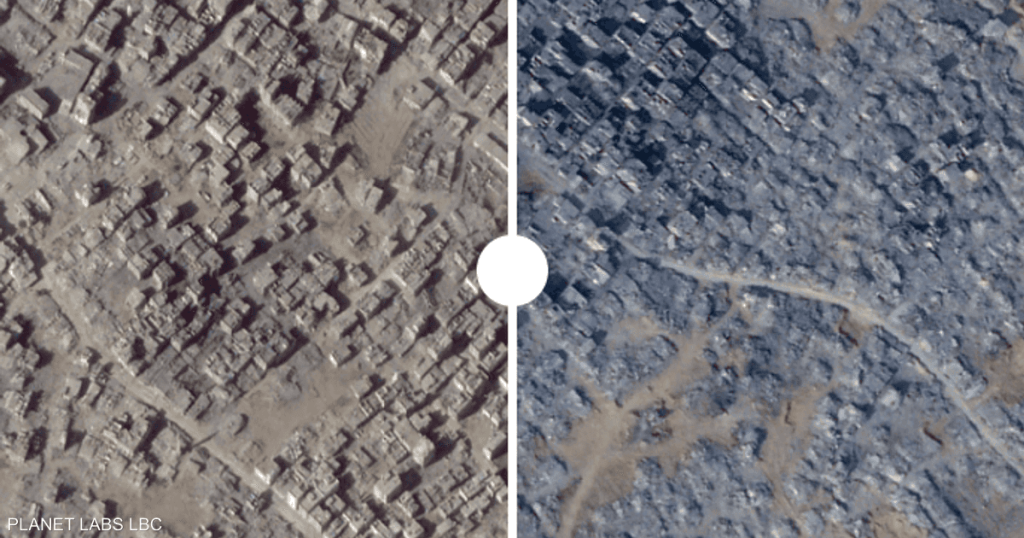 صور تكشف تدمير إسرائيل مبانٍ داخل “الخط الأصفر” بعد الهدنة