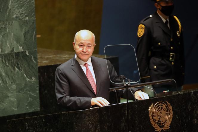 برهم صالح، رئيس العراق آنذاك، في مقر الأمم المتحدة في نيويورك في 23 سبتمبر 2021.
