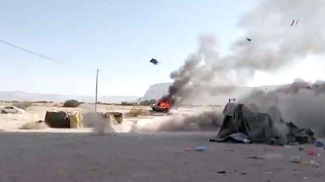 صورة مزعومة للغارات الجوية السعودية ضد مواقع المجلس الانتقالي الجنوبي، في سيئون، اليمن، 2 يناير 2026.