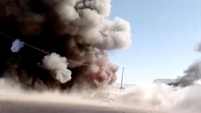 صورة مزعومة للغارات الجوية السعودية ضد مواقع المجلس الانتقالي الجنوبي، في سيئون، اليمن، 2 يناير 2026.