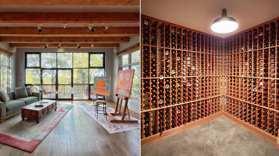 تتميز الأراضي أيضًا بمساحة استوديو وقبو نبيذ.