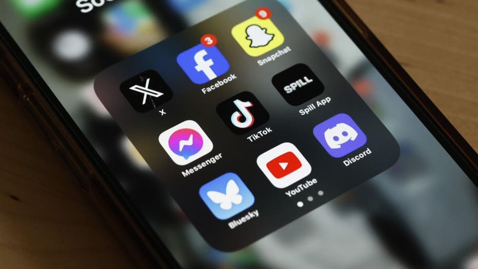 منظر لهاتف تظهر فيه العديد من تطبيقات الوسائط الاجتماعية.