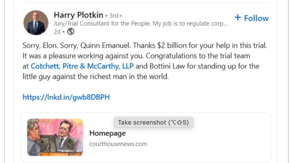 لقطة شاشة لمنشور LinkedIn